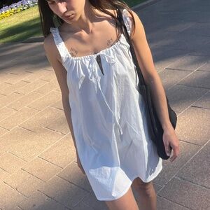 DEIJI STUDIOS The OG Bow Dress in White Organic Cotton Poplin Iconic Summer L